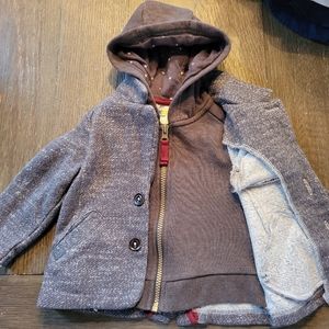 Zip up pea coat hoodie